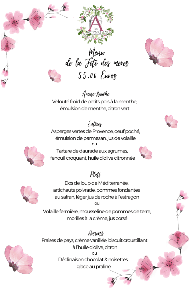 menu fêtes des mères 2026
